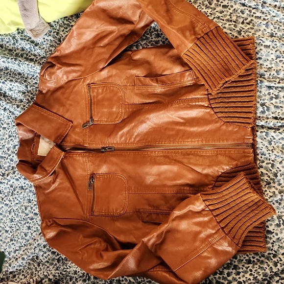 Xhilaration Jackets & Coats Vintage Y2k Faux Leather Bomber Jacket